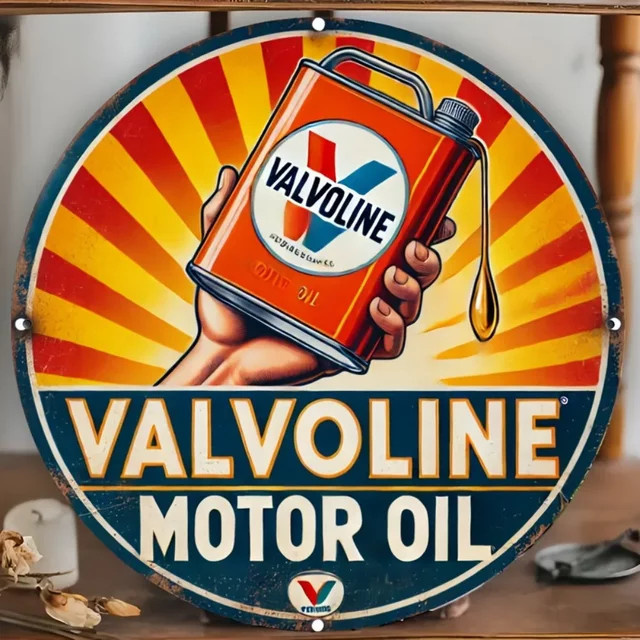 Potdemiel Valvoline Aluminiumschild Retro Design Rund Multicolour Durchmesser: 20 cm - Bild 1