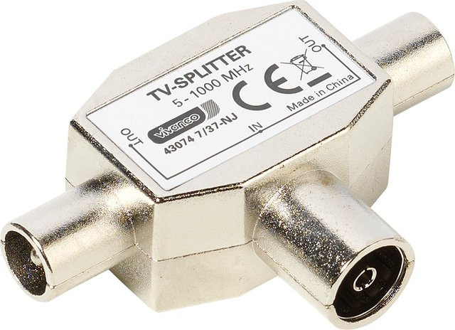 Vivanco TV Zweifachverteiler Coaxial in Silber - Bild 1