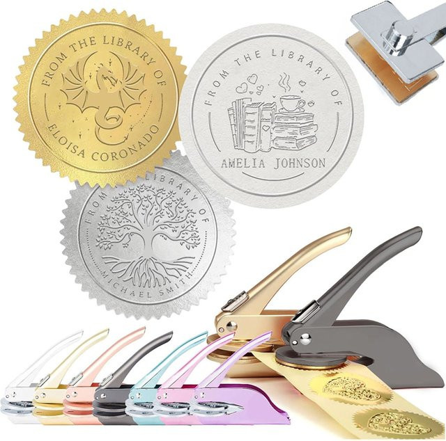 Personalisierter Logo-Prägestempel von QWELL in Silber aus Metall für Unternehmen und Hochzeiten - Bild 1
