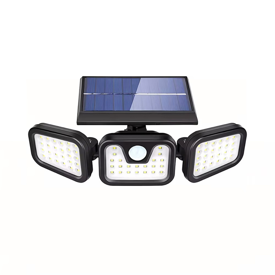 DOUWENXI Solarleuchte mit 74 LED und 3 Köpfen, Bewegungssensor-Wandlampe mit einstellbarer Helligkeit für Außenbereiche wie Haustür, Garage oder Hof - Bild 7