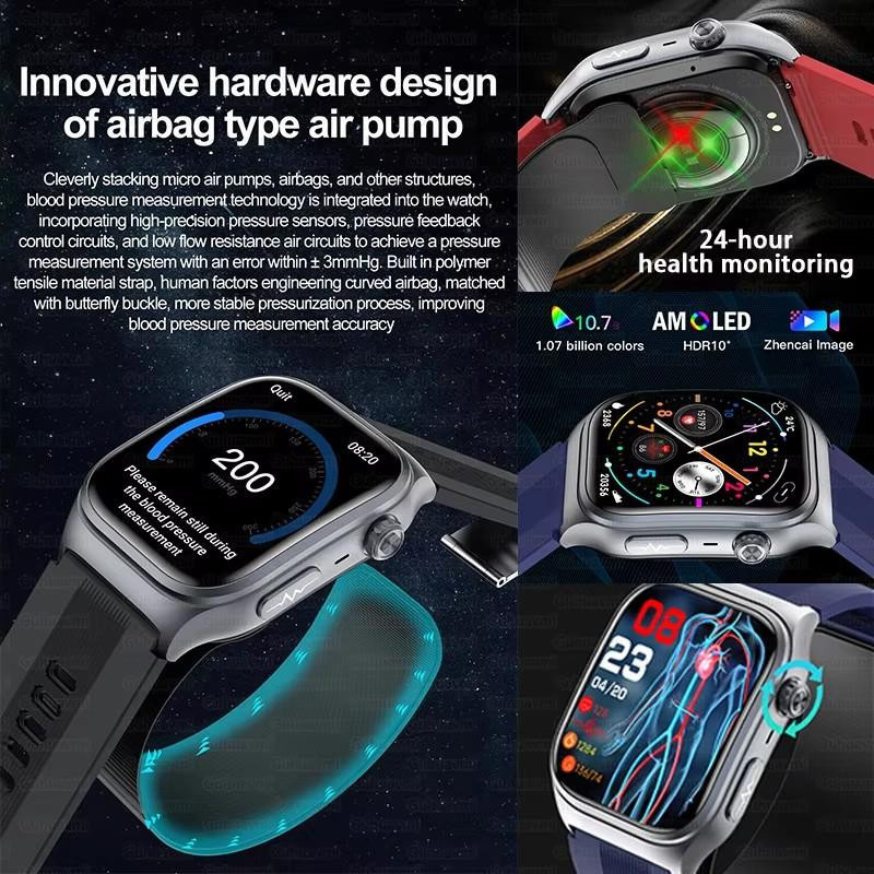 Smartwatch für Herren mit Saphirglas und Gesundheits-Tracker in Schwarz mit EKG, Herzfrequenz, SpO2 und Schlafüberwachung via Bluetooth - Bild 3
