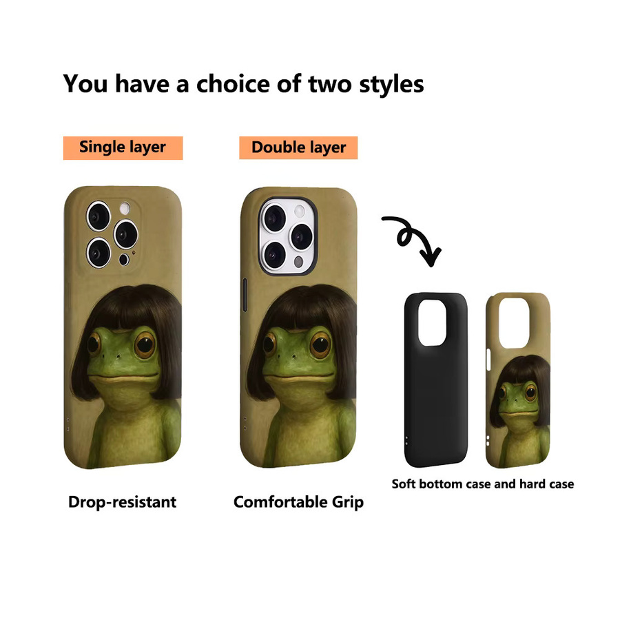 Wigged Funny Frog Handyhülle für iPhone 17 16 15 14 13 12 11 Pro Max Plus mit doppelschichtiger Rückseite - Bild 3