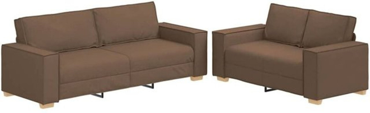 vidaxl 2-tlg. Schlafsofa-Garnitur aus Stoff in Braun mit Kissen im modernen Design - Bild 1