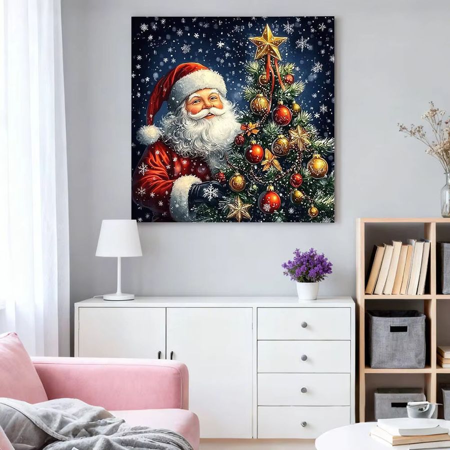 HUACAN Diamant-Malerei Weihnachtsmann Cartoon Motiv mit vollen runden Bohrern als Diamant-Mosaik zur Heimdekoration - Bild 3