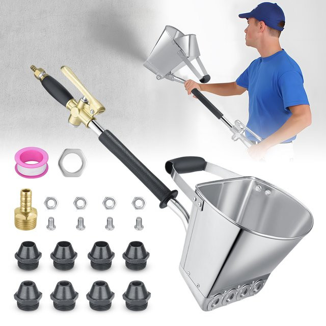 Zementmörtel-Spritzpistole in Silber für Putz-, Decken- und Farbspritzarbeiten sowie als Beton-Spritzwerkzeug - Bild 1