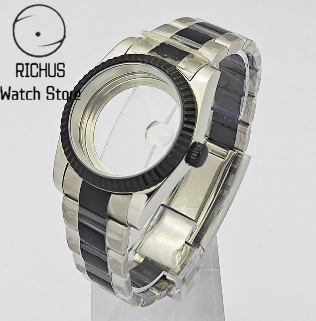 RICHUS Uhrengehäuse Edelstahl, schwarz-silber, Saphirglas, 36 mm/39 mm - Bild 1