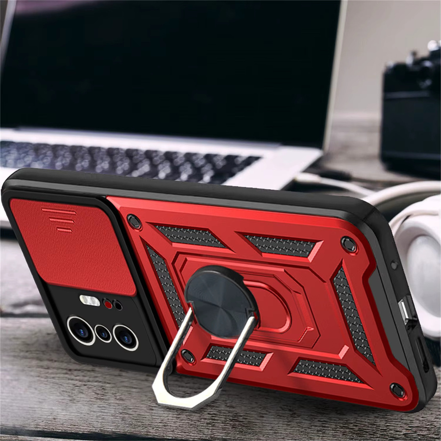 Magnetische Schutzhülle für Xiaomi 11T und 11T Pro mit Kamera-Objektivschutz und Halterung-Ring in Gold und Rot - Bild 4
