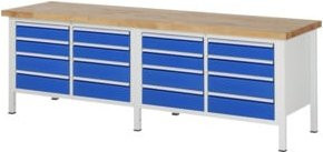 Rau Werkbank höhenverstellbar mit 16 Schubladen, B: 250 cm, T: 70 cm, H: 84-104 cm - Bild 1