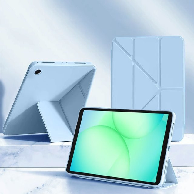 Samsung Galaxy Tab A11 Tablet Hülle aus weichem Silikon mit Multi-Winkel Klappfunktion in Blau - Bild 1