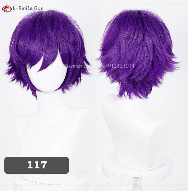 Lila Cosplay Perücke, 32 cm, Synthetisches Haar, Unisex - Bild 1