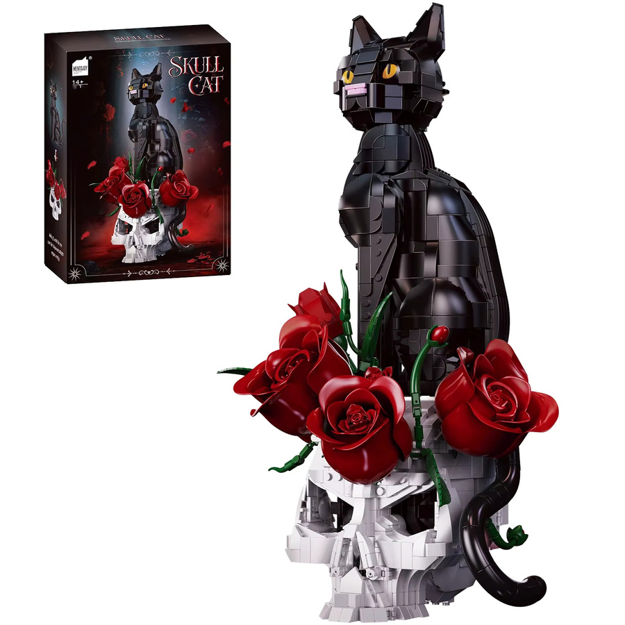 ZKZC Totenkopf-Katzen-Rosen-Blumen-Modell, Bausteine, 1576 Teile, ab 14 Jahren - Bild 5