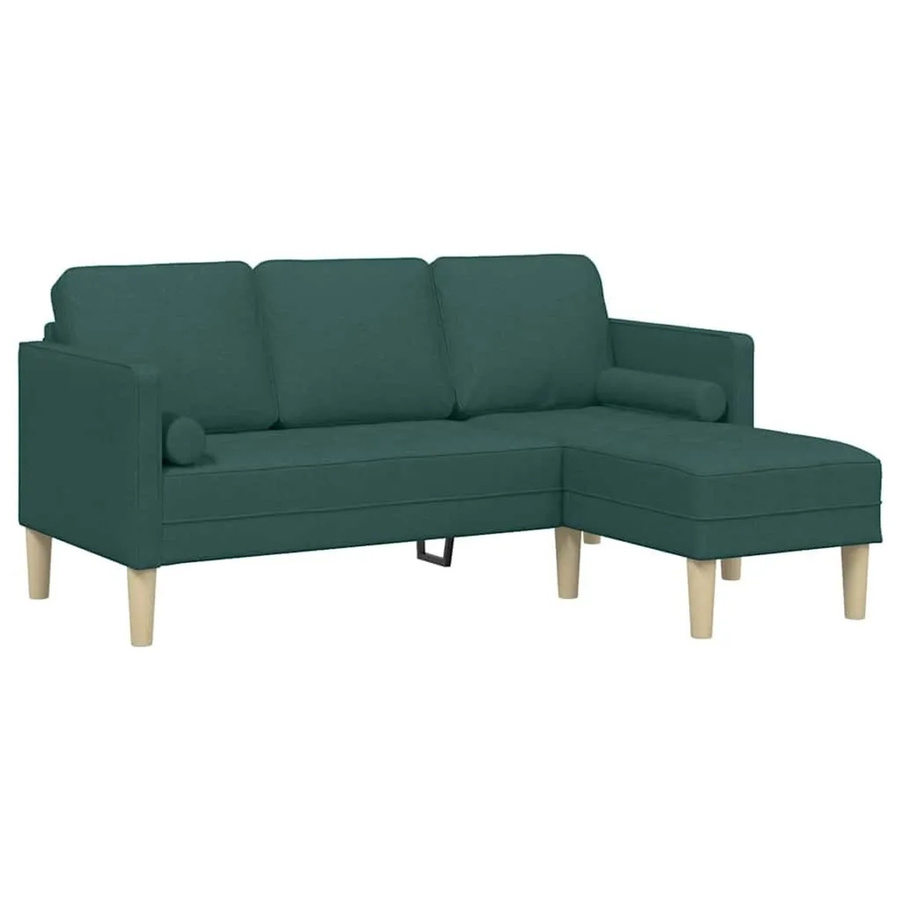 vidaXL Sofa Set L-Form in Dunkelgrün mit Kissen und Stoffbezug - Bild 2