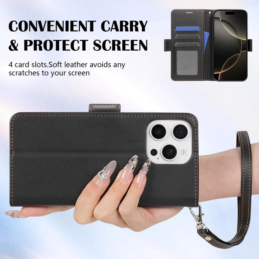 Lederne Brieftaschenhülle für Xiaomi Poco X8 Pro X7 X6 mit Kartenfach, Ständer und Magnetverschluss in Schwarz - Bild 4