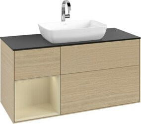 V&B Waschtischunterschrank Finion in Eiche mit grauen Regalsidelementen, Breite: 120 cm, Tiefe: 50,1 cm, Höhe: 50,1 cm - Bild 1