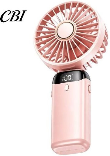 Tongguang Faltbarer Handventilator Rosa – Wiederaufladbarer USB Mini Schreibtischlüfter mit 5 Geschwindigkeiten und LED-Anzeige - Bild 1