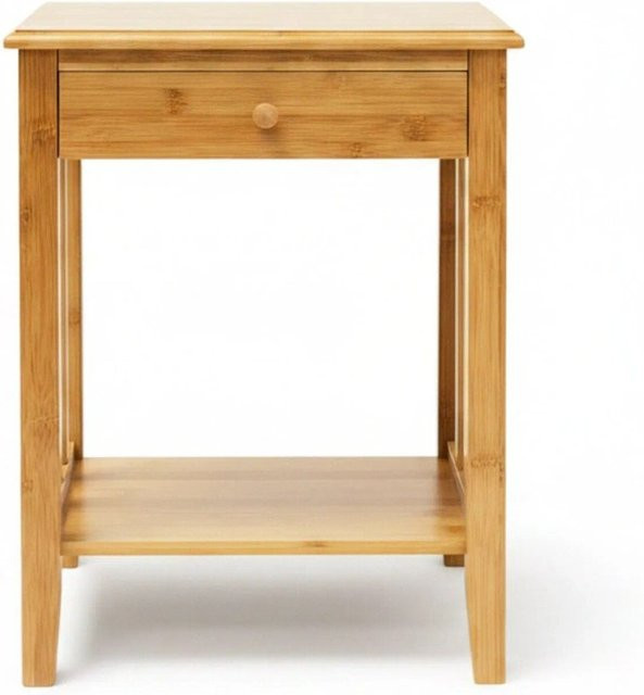 Relaxdays Beistelltisch aus Bambus in Natur mit Schublade, B/T/H: 51,5 x 40,5 x 30,5 cm - Bild 1