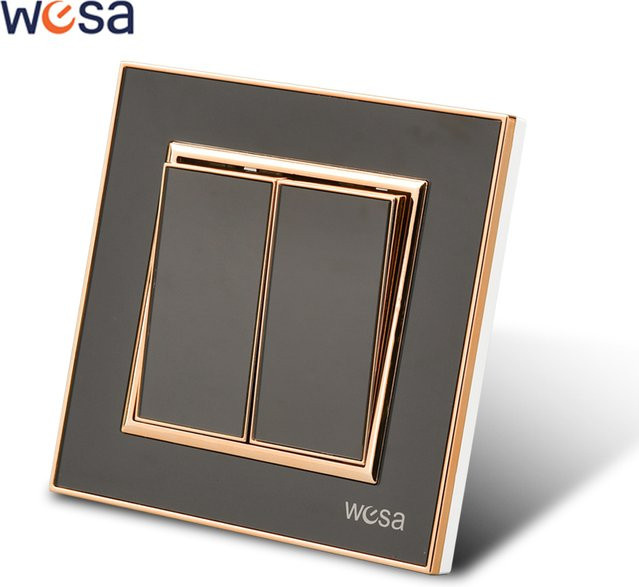 WESA Acryl-Wandschalter Schwarz 2-fach 1-Weg Wippschalter flammhemmend - Bild 1