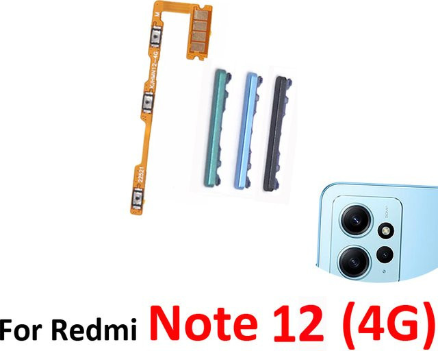 Xiaomi Redmi Note 12 4G Lautstärketasten und Ein/Aus-Schalter Ersatzteil Set in Schwarz und Blau - Bild 1