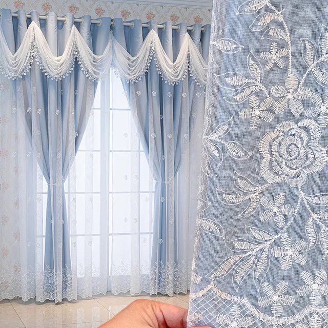 CENTURyMiG Verdunkelungsvorhang mit Doppel-Relief-Stickerei in Blau für Wohnzimmer und Schlafzimmer - Bild 1