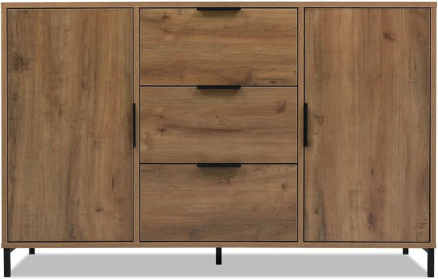Merax Kommode in Dunkleiche mit 3 Schubladen, modern und matt, B/T/H: 120 x 40 x 76 cm - Bild 1
