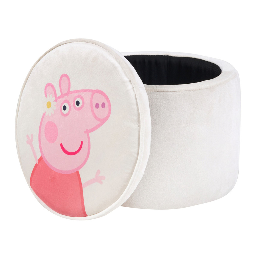 Roba Kinderhocker Peppa Pig rund mit Samtbezug in Weiß, B/T/H: 33 x 33 x 27 cm - Bild 2