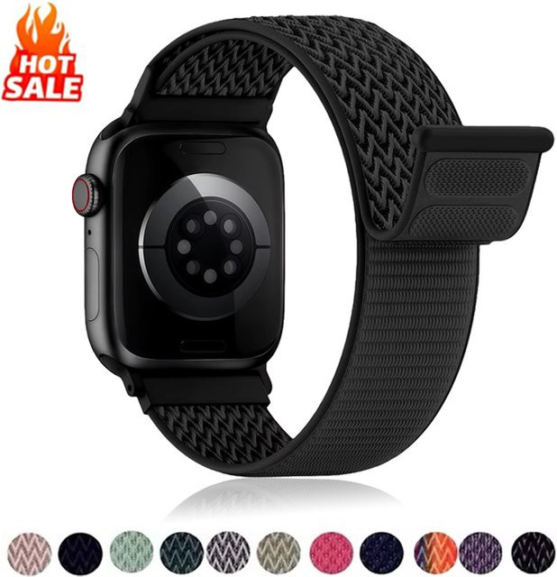 Uhrenarmband Nylon-Schlaufenarmband, Schwarz, Unisex - Bild 1