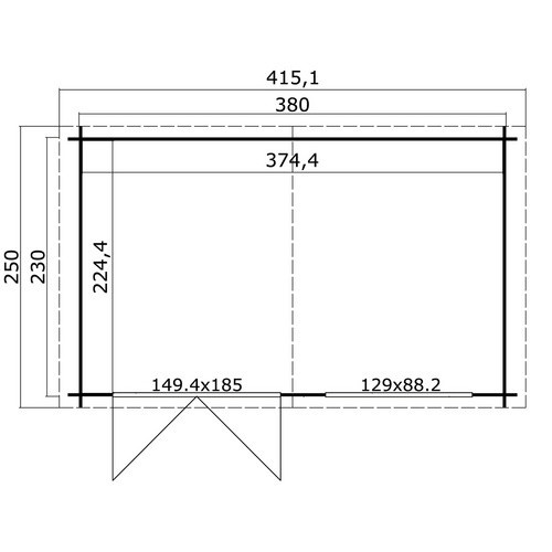 Lasita Gartenhaus Axel Maja in Grüngrau, B/H/T: 415,1 x 245,1 x 250 cm - Bild 3