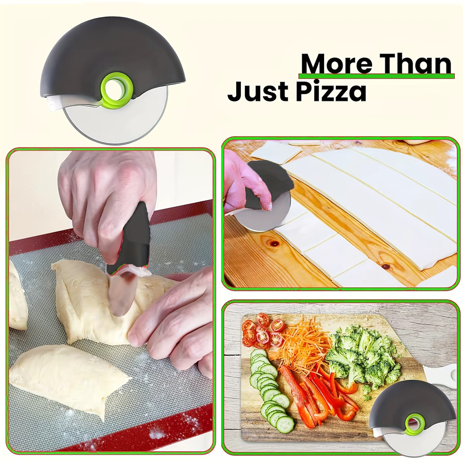GOT-TOG Pizzaschneider aus Edelstahl in Rot mit Rollenschneidmesser und Deckel - Bild 2