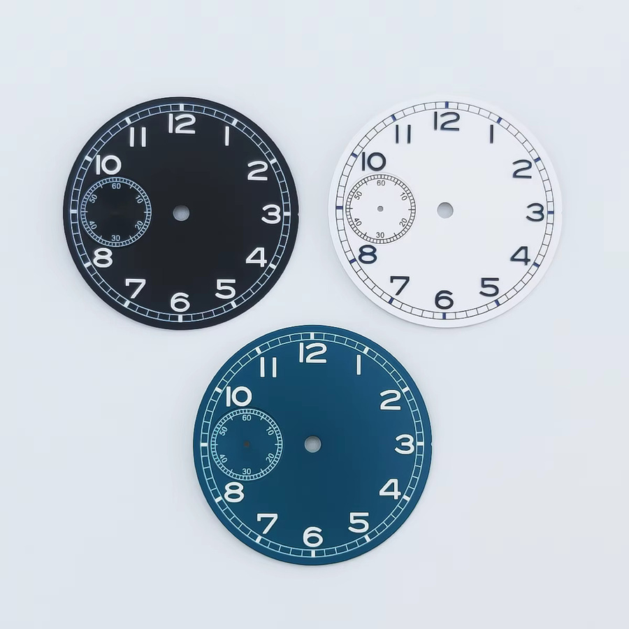 Manbushijie Zifferblatt, 37 mm, Schwarz, Weiß, Blau, passend für ETA 6498 ST3620 - Bild 2