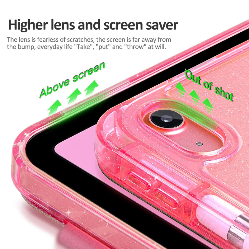 Glitzernde Tablet-Hülle für Apple iPad Air 11 M3 M2 und iPad Pro 11 M4 M5 mit Stifthalter und Smart Cover in Pink - Bild 2