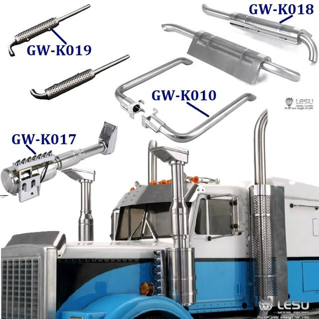 LESU Metall-Auspuffrohr für 1/14 RC Traktor-LKW, Zubehör, Grau - Bild 1