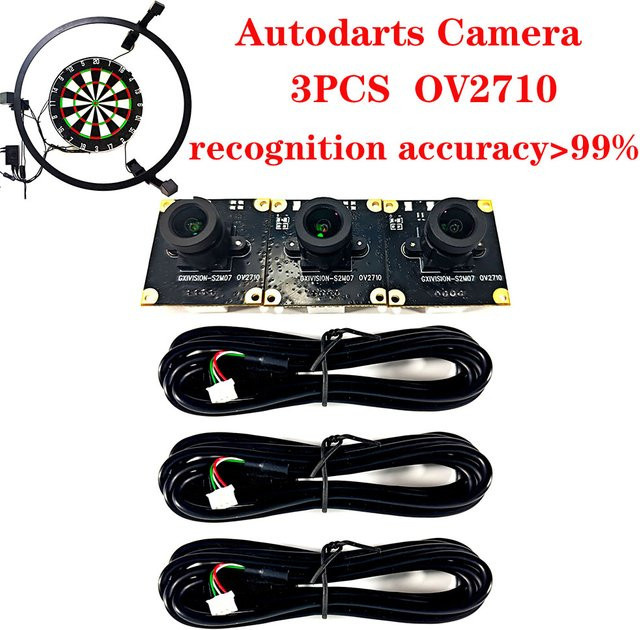 GXIVISION 3er Set OV2710 Kameramodule mit 100-Grad-Objektiv in Schwarz für Autodarts.io Punktezählsystem - Bild 1