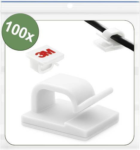 3M Kabelclip selbstklebend Weiß, Bündel-Durchmesser 1 bis 7 mm, 100 Stück - Bild 1