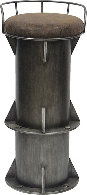 HTI-Line Barhocker Steampunk im Industrial Design aus Metall und Textil in Grau und Braun - Bild 1