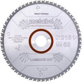Metabo Kreissägeblatt laminate cut professional in Silber, Durchmesser: 216 mm, Bohrung: 30 mm, 60 Zähne, Carbide Tipped - Bild 1