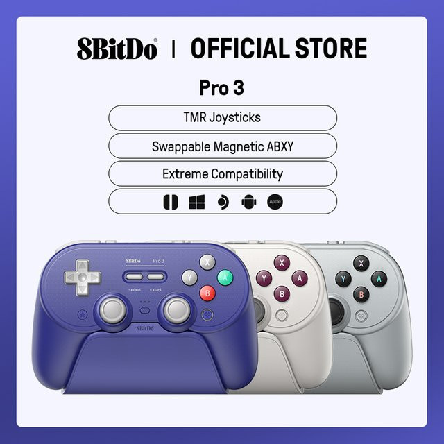 8BitDo Pro 3 Kabelloser Gaming-Controller mit TMR-Joysticks und umschaltbaren Auslösern für Nintendo Switch, Windows und Apple Geräte - Bild 1