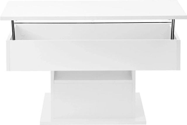 okwish Couchtisch mit LED und verstellbarer Höhe in Weiß, moderner Wohnzimmertisch mit flexiblem Stauraum, B/T/H: 78 x 78 x 45,5 cm - Bild 1