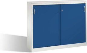 C+P Sideboard Acurado mit Schiebetüren, Front Enzianblau, Korpus Lichtgrau, H: 120 cm, B: 160 cm, T: 40 cm - Bild 1