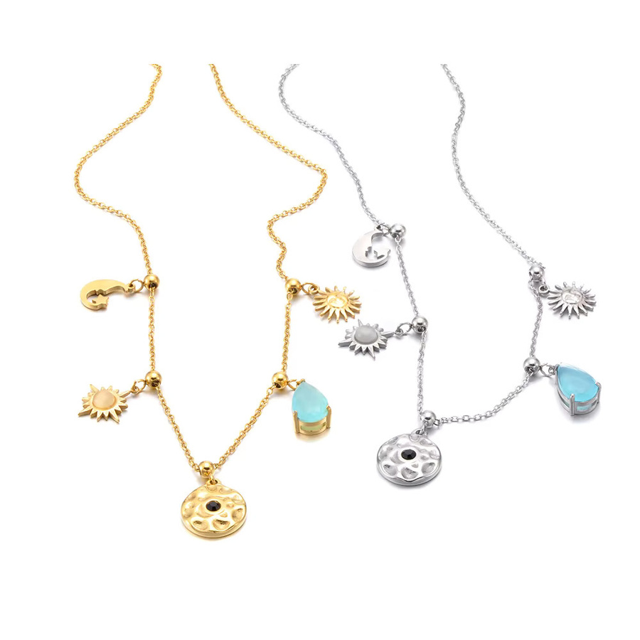 Lokaer Halskette Sonne Stern Mond, Edelstahl, Gold, Damen - Bild 2