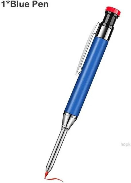 Binchi Cultural Supplies Zimmermannsbleistift aus Metall in Blau mit integriertem Anspitzer und 2B Graphit-Nachfüllminen - Bild 1