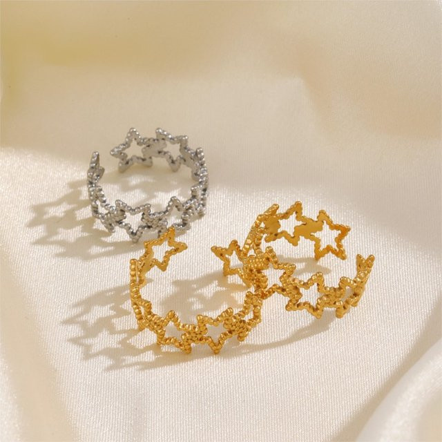 ANENJERY Ring, Edelstahl, Stern, Damen - Bild 1