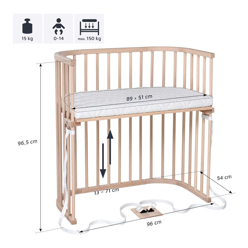 Babybay Beistellbett Boxspring aus Kernbuche in Beige, B/T: 89 x 51 cm - Bild 2