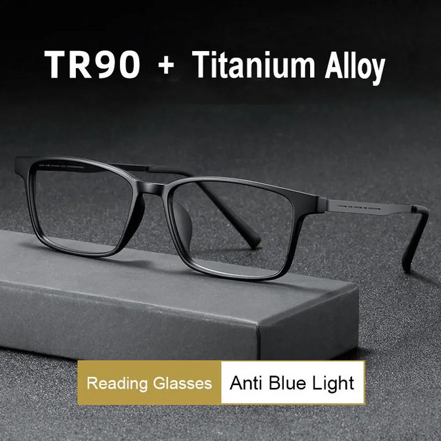 KLASSNUM Lesebrille, quadratisch, Vollrand, Titanlegierung, Schwarz, Unisex - Bild 1