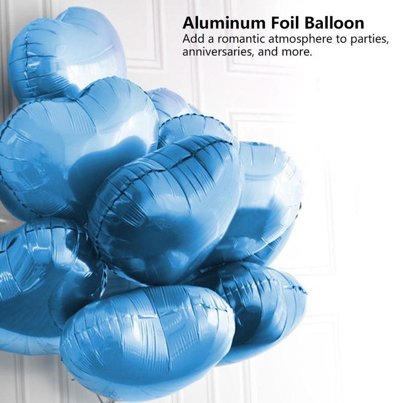 10 Stück Herz Aluminiumfolienballons in Blau von TOMTOP JMS für Hochzeit und Geburtstag - Bild 3