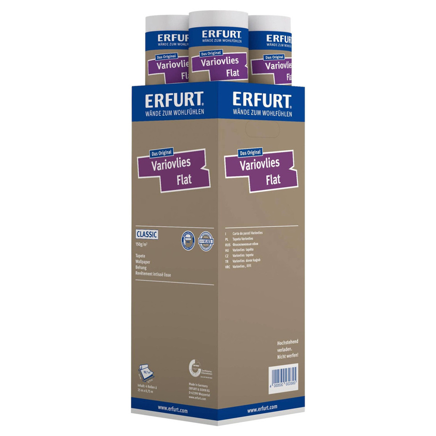 Erfurt Vliestapete Variovlies Flat Classic weiß, B/L: 75 x 2500 cm - Bild 2