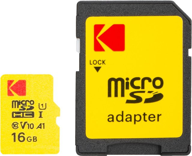 Kodak microSDHC Speicherkarte Extra Performance, 16GB, Klasse 10, UHS-I U1, mit Adapter, Gelb - Bild 1