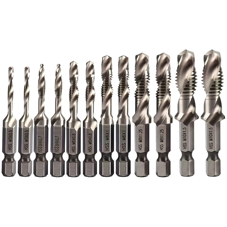 Verbund-Schraubgewindebohrer-Set mit Sechskantschaft zum Gewindeschneiden und Senkerbohren für Holz, Kunststoff und weiches Metall, 6 Stück - Bild 4
