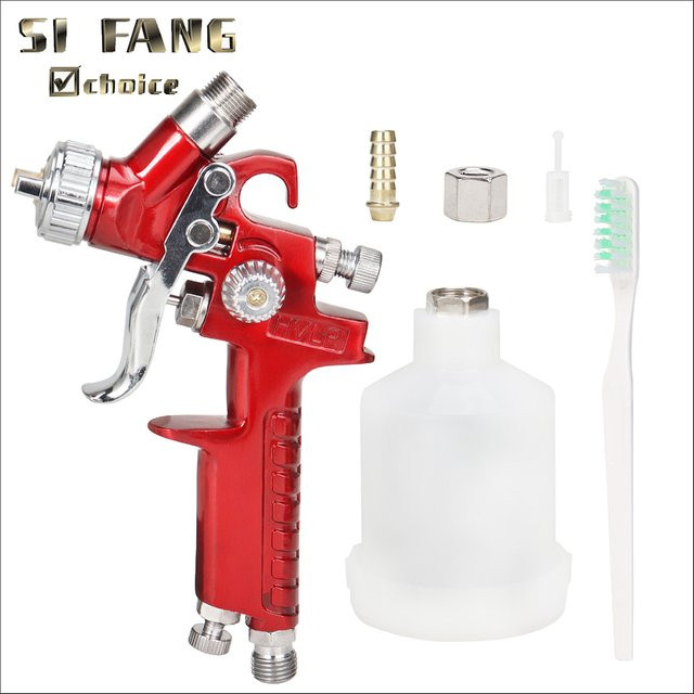 HVLP Lackierpistole H2000 von SI FANG in Rot mit 0,8/1,0 mm Düse für wasserbasierte Lacke und Airbrush-Anwendungen - Bild 1