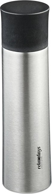 Relaxdays Trinkflasche aus Edelstahl in Silber und Schwarz, doppelwandig und auslaufsicher mit Becher, 500 ml - Bild 1