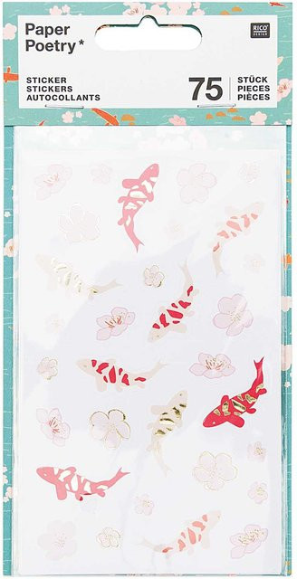Rico Design Paper Poetry Sticker Jardin Japonais Kois, 75 Stück, Mehrfarbig - Bild 1